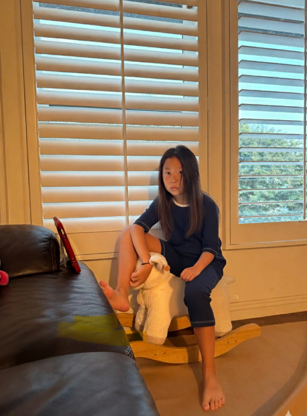 Three- quarter matching rib sleeve set